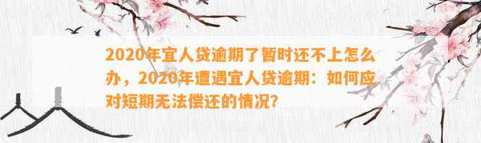 2020年宜人贷逾期了暂时还不上怎么办，2020年遭遇宜人贷逾期：如何应对短期无法偿还的情况？