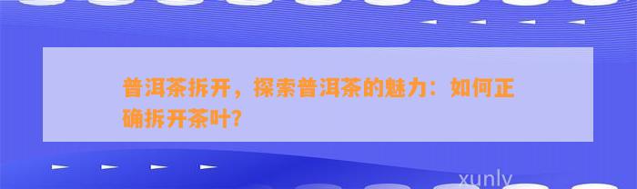 普洱茶拆开，探索普洱茶的魅力：如何正确拆开茶叶？