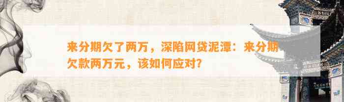 来分期欠了两万，深陷网贷泥潭：来分期欠款两万元，该如何应对？