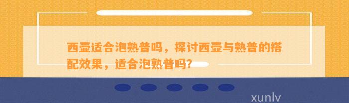 西壶适合泡熟普吗，探讨西壶与熟普的搭配效果，适合泡熟普吗？