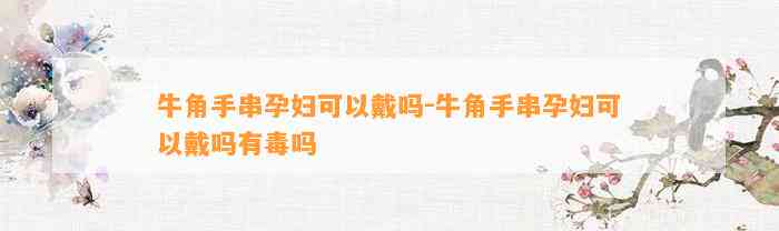 牛角手串孕妇可以戴吗-牛角手串孕妇可以戴吗有毒吗