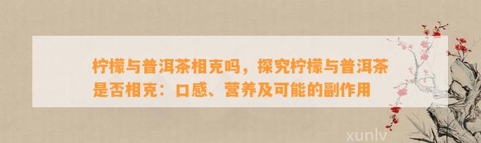 柠檬与普洱茶相克吗，探究柠檬与普洱茶是不是相克：口感、营养及可能的副作用