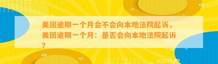 美团逾期一个月会不会向本地法院起诉，美团逾期一个月：是否会向本地法院起诉？