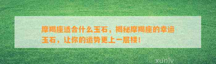 摩羯座适合什么玉石，揭秘摩羯座的幸运玉石，让你的运势更上一层楼！