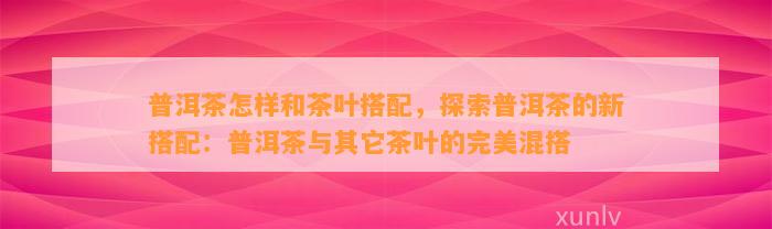 普洱茶怎样和茶叶搭配，探索普洱茶的新搭配：普洱茶与其它茶叶的完美混搭