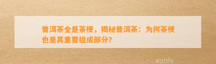 普洱茶全是茶梗，揭秘普洱茶：为何茶梗也是其关键组成部分？