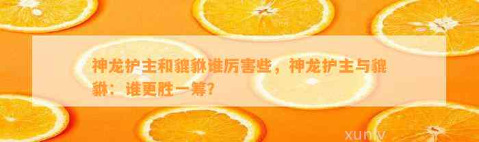 神龙护主和貔貅谁厉害些，神龙护主与貔貅：谁更胜一筹？