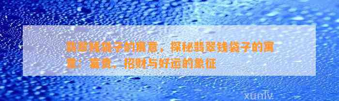 翡翠钱袋子的寓意，探秘翡翠钱袋子的寓意：富贵、招财与好运的象征