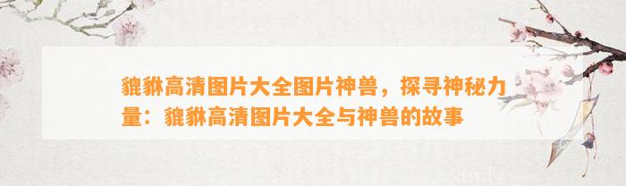 貔貅高清图片大全图片神兽，探寻神秘力量：貔貅高清图片大全与神兽的故事