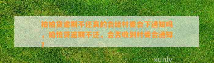 拍拍贷逾期不还真的会给村委会下通知吗，拍怕贷逾期不还，会否收到村委会通知？