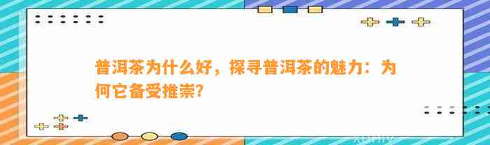 普洱茶为什么好，探寻普洱茶的魅力：为何它备受推崇？