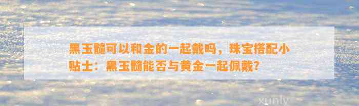 黑玉髓可以和金的一起戴吗，珠宝搭配小贴士：黑玉髓能否与黄金一起佩戴？