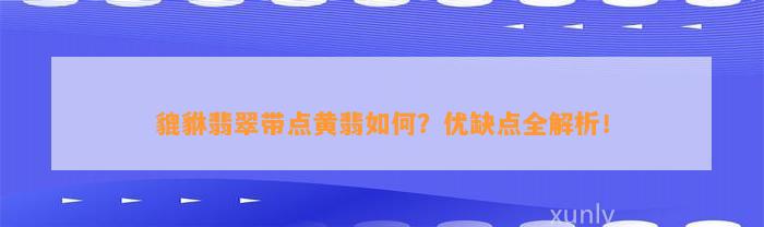 貔貅翡翠带点黄翡怎样？优缺点全解析！