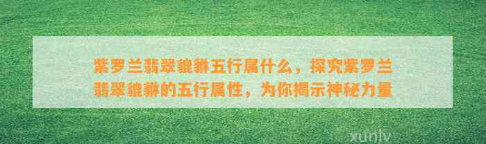 紫罗兰翡翠貔貅五行属什么，探究紫罗兰翡翠貔貅的五行属性，为你揭示神秘力量