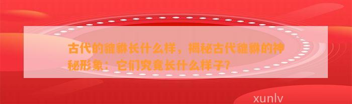 古代的貔貅长什么样，揭秘古代貔貅的神秘形象：它们究竟长什么样子？