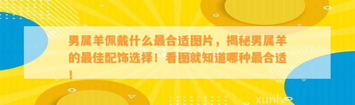 男属羊佩戴什么最合适图片，揭秘男属羊的最佳配饰选择！看图就知道哪种最合适！