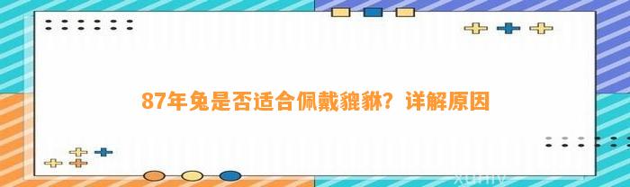 87年兔是不是适合佩戴貔貅？详解起因