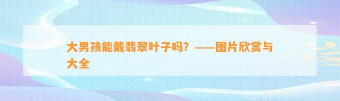 大男孩能戴翡翠叶子吗？——图片欣赏与大全