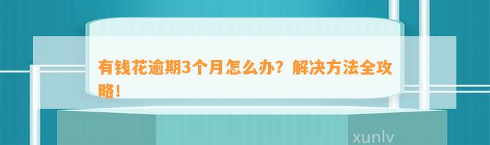 有钱花逾期3个月怎么办？解决方法全攻略！