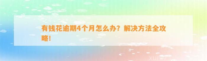 有钱花逾期4个月怎么办？解决方法全攻略！