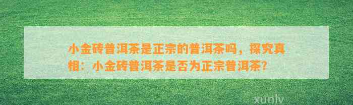 小金砖普洱茶是正宗的普洱茶吗，探究真相：小金砖普洱茶是不是为正宗普洱茶？