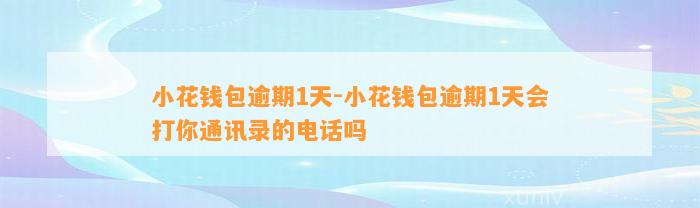 小花钱包逾期1天-小花钱包逾期1天会打你通讯录的电话吗