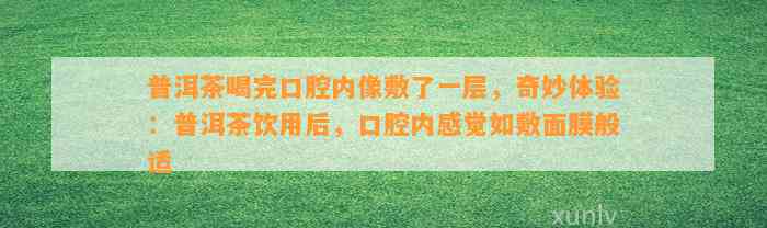 普洱茶喝完口腔内像敷了一层，奇妙体验：普洱茶饮用后，口腔内感觉如敷面膜般适