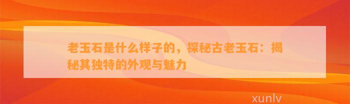 老玉石是什么样子的，探秘古老玉石：揭秘其特别的外观与魅力