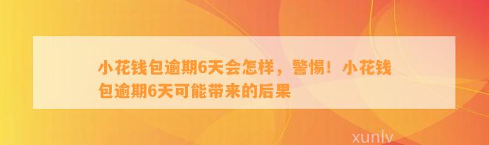 小花钱包逾期6天会怎样，警惕！小花钱包逾期6天可能带来的后果