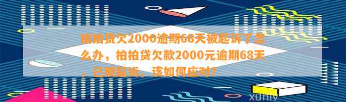 拍拍贷欠2000逾期68天被起诉了怎么办，拍拍贷欠款2000元逾期68天，已被起诉，该如何应对？