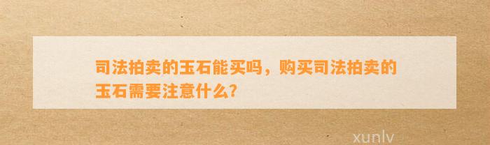 司法拍卖的玉石能买吗，购买司法拍卖的玉石需要留意什么？