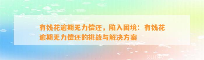 有钱花逾期无力偿还，陷入困境：有钱花逾期无力偿还的挑战与解决方案