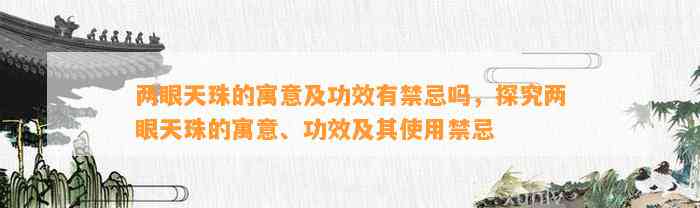 两眼天珠的寓意及功效有禁忌吗，探究两眼天珠的寓意、功效及其采用禁忌