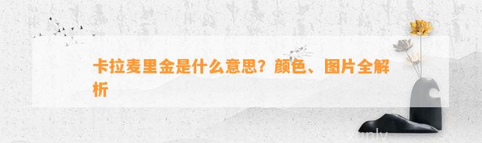 卡拉麦里金是什么意思？颜色、图片全解析