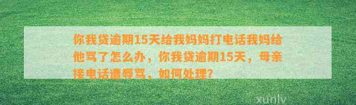 你我贷逾期15天给我妈妈打电话我妈给他骂了怎么办，你我贷逾期15天，母亲接电话遭辱骂，如何处理？