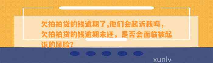 欠拍拍贷的钱逾期了,他们会起诉我吗，欠拍拍贷的钱逾期未还，是否会面临被起诉的风险？