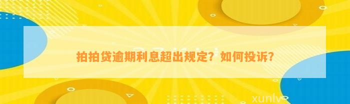 拍拍贷逾期利息超出规定？如何投诉？