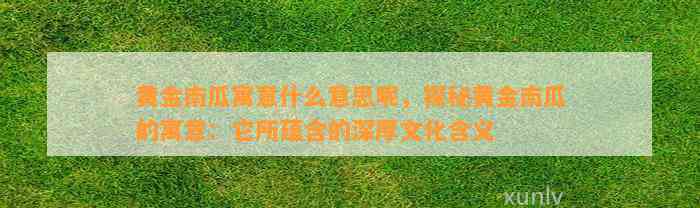 黄金南瓜寓意什么意思呢，探秘黄金南瓜的寓意：它所蕴含的深厚文化含义