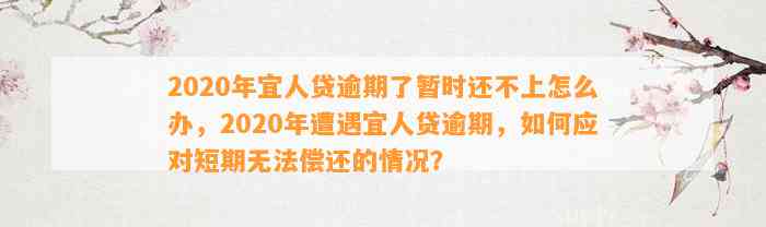 2020年宜人贷逾期了暂时还不上怎么办，2020年遭遇宜人贷逾期，如何应对短期无法偿还的情况？