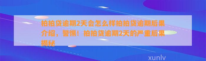 拍拍贷逾期2天会怎么样拍拍贷逾期后果介绍，警惕！拍拍贷逾期2天的严重后果揭秘