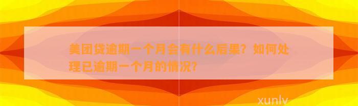 美团贷逾期一个月会有什么后果？如何处理已逾期一个月的情况？