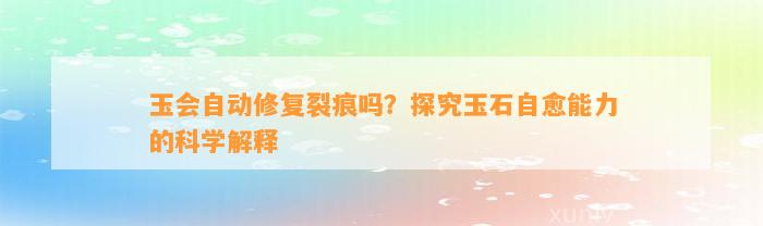 玉会自动修复裂痕吗？探究玉石自愈能力的科学解释