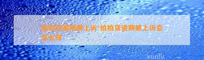 拍拍贷逾期被上诉-拍拍贷逾期被上诉会怎么样