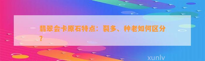 翡翠会卡原石特点：裂多、种老怎样区分？