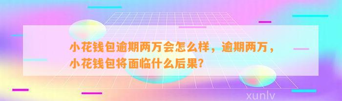 小花钱包逾期两万会怎么样，逾期两万，小花钱包将面临什么后果？