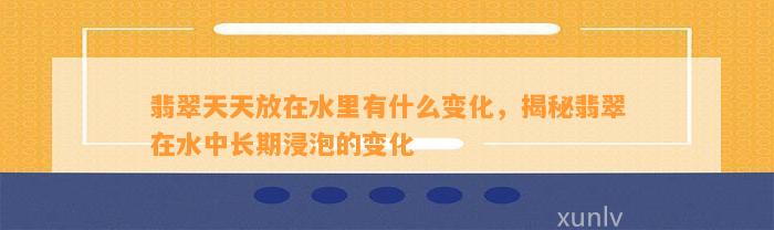 翡翠天天放在水里有什么变化，揭秘翡翠在水中长期浸泡的变化