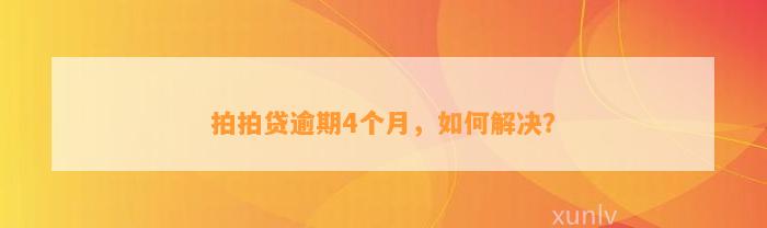 拍拍贷逾期4个月，如何解决？