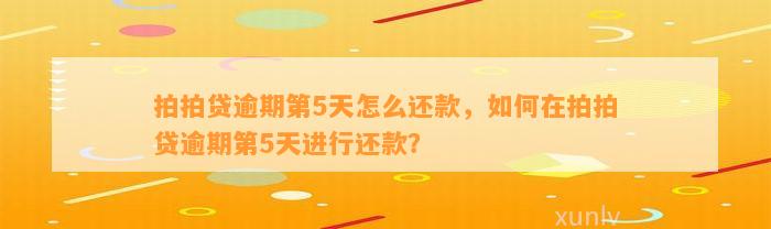 拍拍贷逾期第5天怎么还款，如何在拍拍贷逾期第5天进行还款？