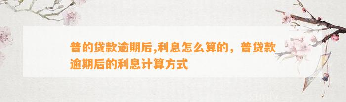 普的贷款逾期后,利息怎么算的，普贷款逾期后的利息计算方式