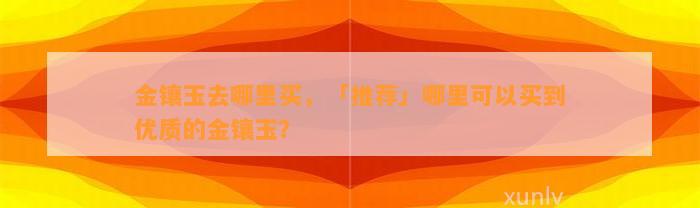 金镶玉去哪里买，「推荐」哪里可以买到优质的金镶玉？